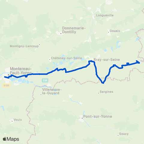Île-de-France Mobilités Place Mérot <> Gare de Montereau Quai 12 map