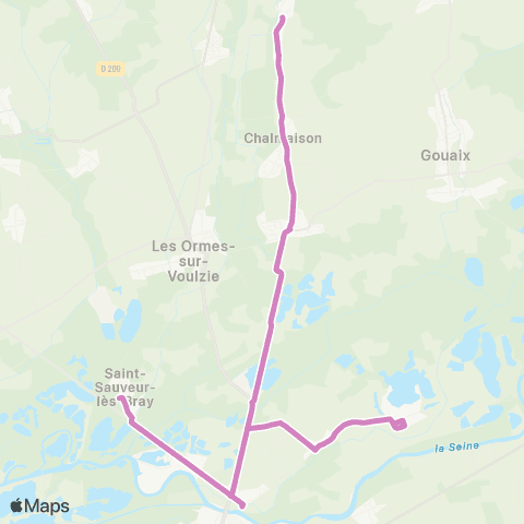 Île-de-France Mobilités Saint Sauveur <> Les Praillons map