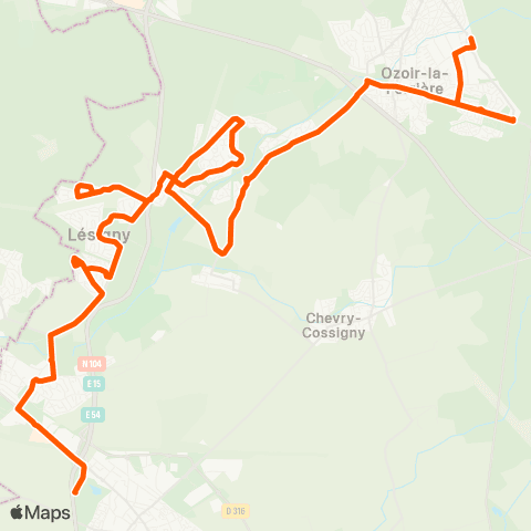 Île-de-France Mobilités Lycée Blaise Pascal Parking <> Gare d'Ozoir-la-Ferrière map