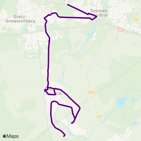 Île-de-France Mobilités Marsange 2 <> Gare de Tournan map
