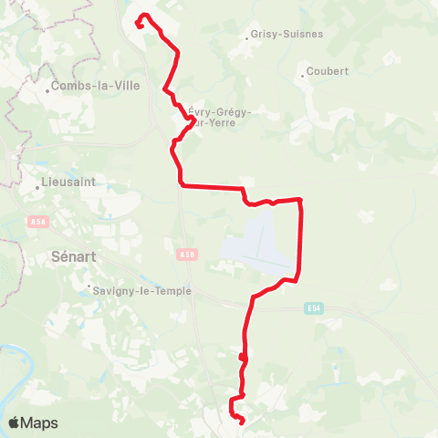 Île-de-France Mobilités Clos Didier <> Tribunal administratif / Melun map