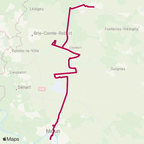 Île-de-France Mobilités Petit Grisy <> Avenue de Meaux map