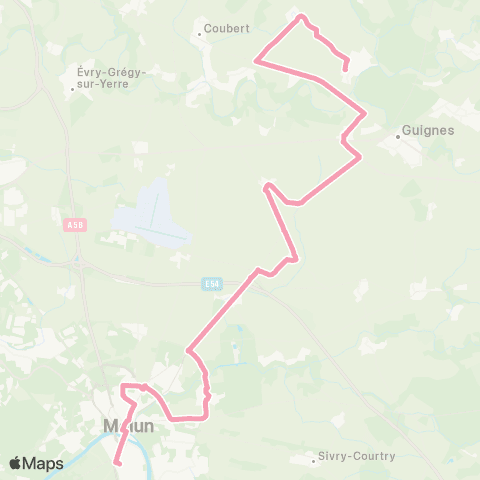 Île-de-France Mobilités Gare de Melun - Av. Général Leclerc / RD 606 <> Les Etards map