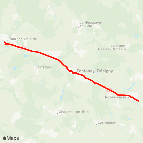 Île-de-France Mobilités Gare de Tournan <> Lycée la Tour des Dames map