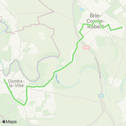 Île-de-France Mobilités Ambroise Paré <> Gare de Combs-la-Ville - Quincy map