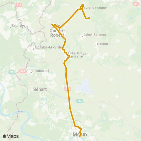 Île-de-France Mobilités Lycée Blaise Pascal RD 319 <> Cossigny map