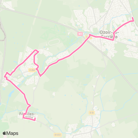 Île-de-France Mobilités Rue de l'Av. <> Gare d'Ozoir-la-Ferrière map