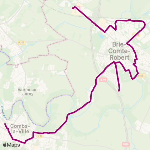 Île-de-France Mobilités Gare de Combs-la-Ville - Quincy <> Ctre comm. Eden map