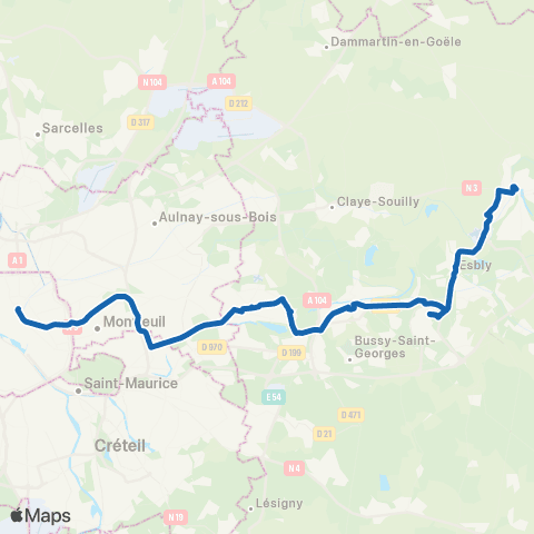 Île-de-France Mobilités République <> Gare de Meaux (Dépose) map