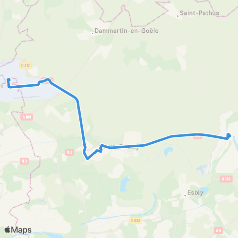 Île-de-France Mobilités Gare de Meaux (Quai d) <> Gare de Roissypôle - Aéroport CDG 1 Terminal 3 (C4) map