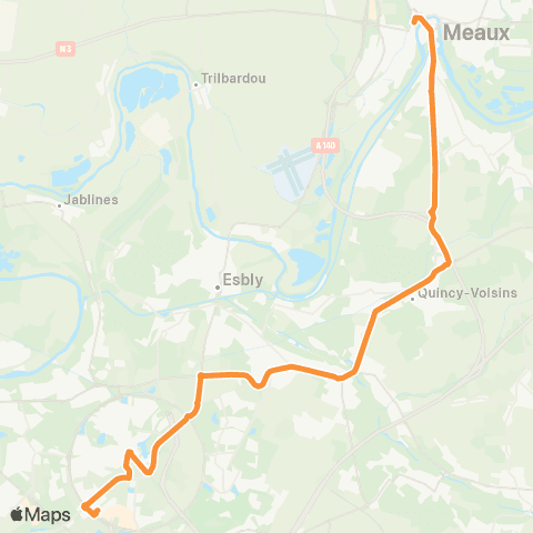 Île-de-France Mobilités Chessy S. - Quai I <> Gare de Meaux (Dépose) map