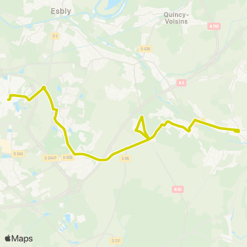 Île-de-France Mobilités Chessy N. - Quai F <> Gare de Crécy-la-Chapelle (Dépose) map