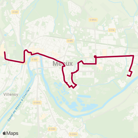 Île-de-France Mobilités Les Platanes <> Les Saisons de Meaux map
