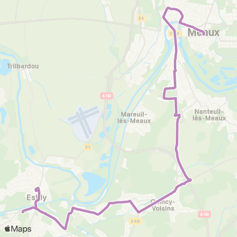 Île-de-France Mobilités Philo <> Gare d'Esbly - Quai B map