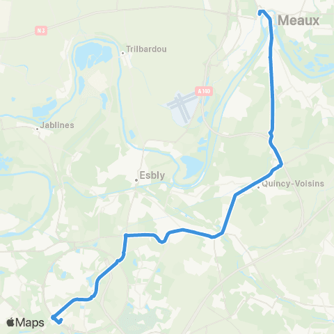 Île-de-France Mobilités Gare de Val d'Europe <> Gare de Meaux (Dépose) map
