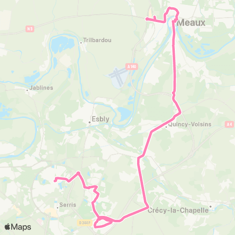 Île-de-France Mobilités Lycée Pierre de Coubertin <> Chessy N. - Dépose map