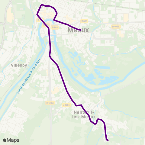 Île-de-France Mobilités Collège de la Dhuis <> Gare de Meaux (Dépose) map