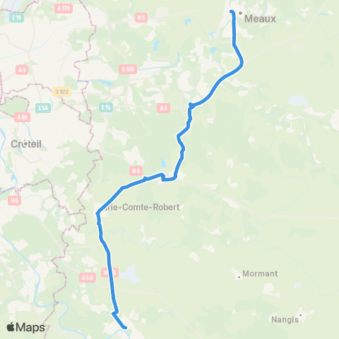 Île-de-France Mobilités Pl. Saint-Jean <> Gare de Meaux (Dépose) map