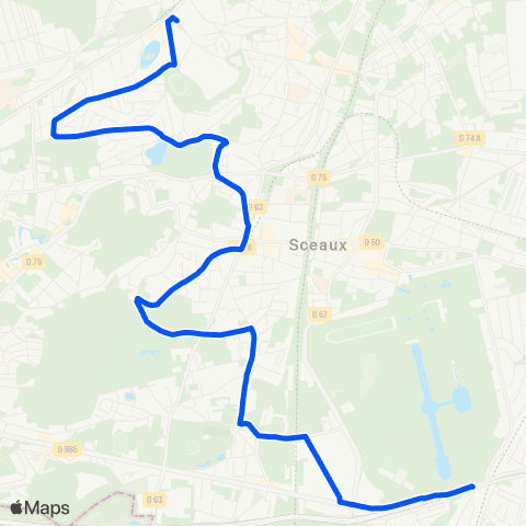 Île-de-France Mobilités Division Leclerc <> La Croix de Berny RER map
