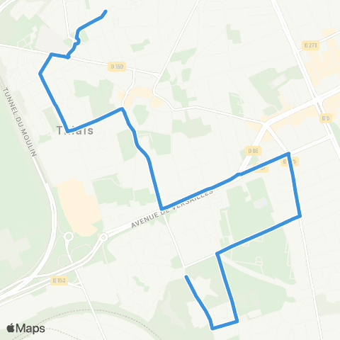 Île-de-France Mobilités Ferme de Grignon <> Palais Omnisports map