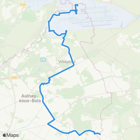 Île-de-France Mobilités Rd-pt des Sciences <> Roissypôle - Aéroport CDG 1 (D3) map