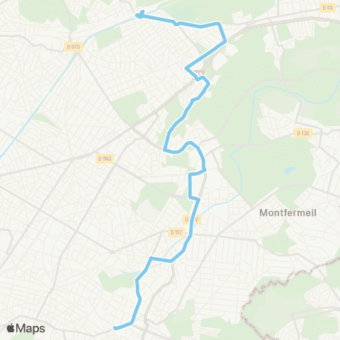 Île-de-France Mobilités Gare de Gagny <> Gare de Sevran - Livry map