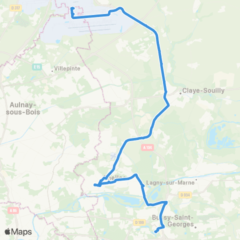 Île-de-France Mobilités Roissypôle - Aéroport CDG 1 (G2) <> Gare de Torcy map