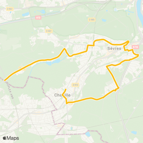 Île-de-France Mobilités Gare de Chaville Rive Droite <> Pte des Hauts-de-Seine map