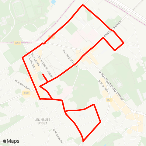 Île-de-France Mobilités Mairie d'Issy <> Mairie d'Issy - Horace Vernet map