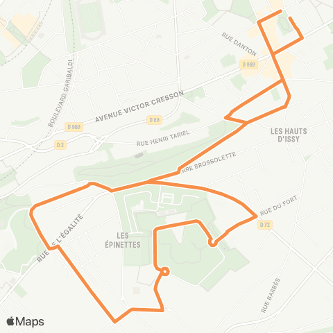 Île-de-France Mobilités Mairie d'Issy - Horace Vernet <> Mairie d'Issy map