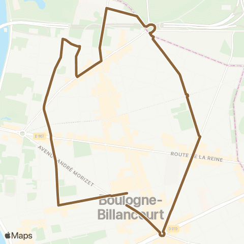 Île-de-France Mobilités Hôtel de Ville de Boulogne-Billancourt <> Hôtel de Ville - les Passages map