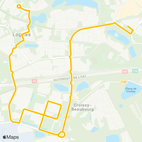 Île-de-France Mobilités Gare de Torcy <> Gare de Lognes map