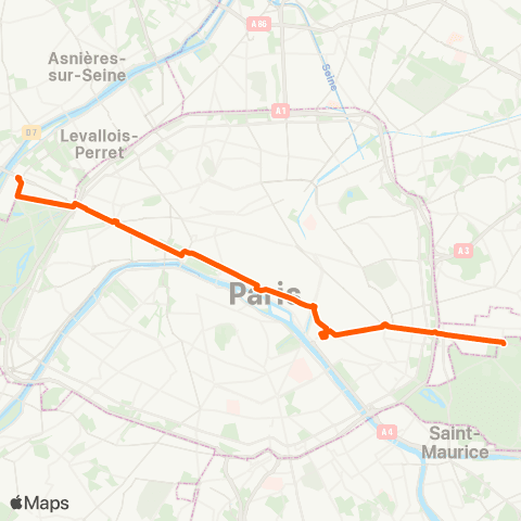 Île-de-France Mobilités Pont de Neuilly - Métro <> Château de Vincennes map