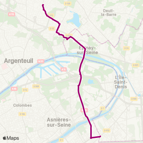 Île-de-France Mobilités St-Ouen RER <> Gare d'Ermont - Eaubonne map