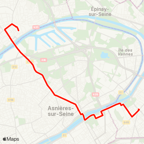Île-de-France Mobilités Mairie de St-Ouen - Dhalenne <> Gare d'Argenteuil map