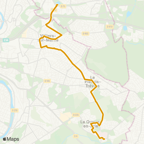 Île-de-France Mobilités Hôp. <> Noisy-le-Grand - Mont d'E. RER map