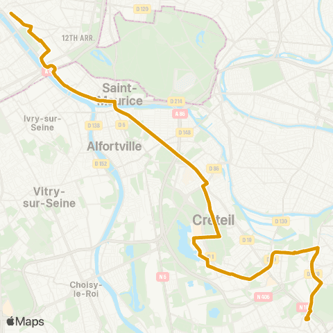 Île-de-France Mobilités Gare de Boissy-St-Léger <> Gare de Lyon map