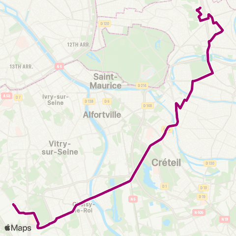 Île-de-France Mobilités Marché Intl de Rungis <> Gare de Val de Fontenay map