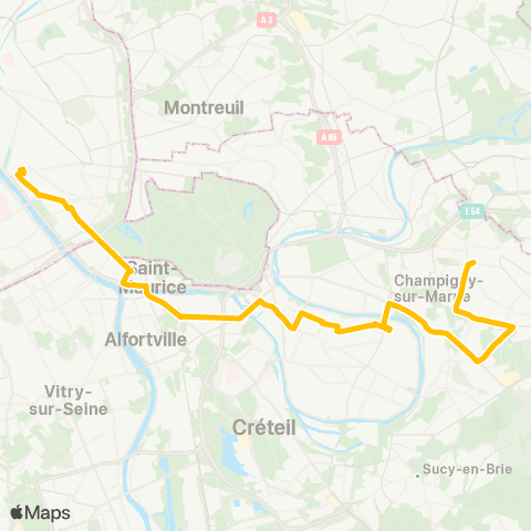 Île-de-France Mobilités Gare de Lyon - Diderot <> Villiers-s/-Marne - le Plessis-Trévise RER map