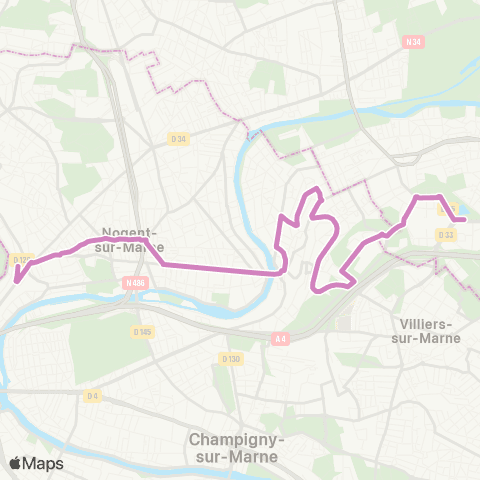 Île-de-France Mobilités Nogent-s/-Marne RER <> Noisy-le-Grand - Mont d'E. RER map