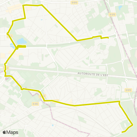 Île-de-France Mobilités Les Yvris - Noisy-le-Grand RER <> Noisy - Champs RER map