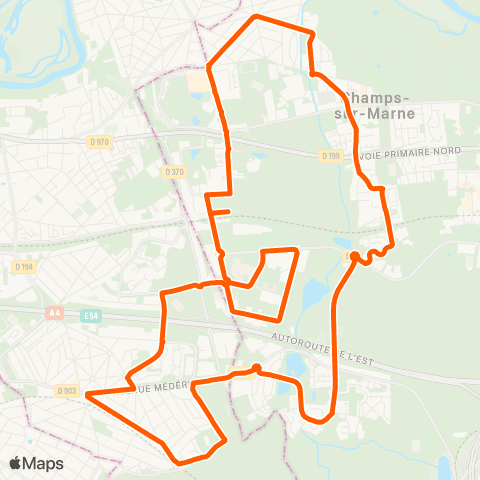 Île-de-France Mobilités CROUS - Descartes <> Gare de Noisy-Champs - Descartes map