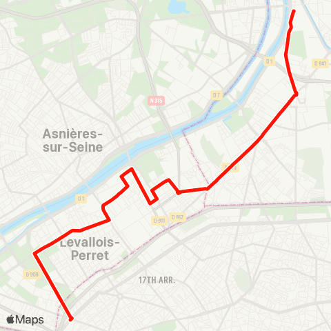 Île-de-France Mobilités Gare de St-Denis <> Pte des Ternes - Anny Flore map