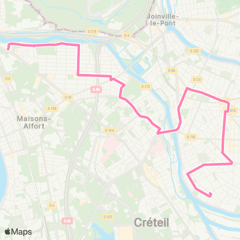 Île-de-France Mobilités St-Maur - Créteil RER <> École Vétérinaire de Maisons-Alfort map