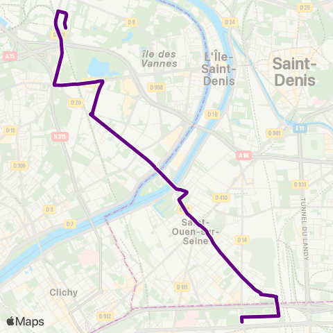 Île-de-France Mobilités Porte de Clignancourt <> Les Barbanniers map