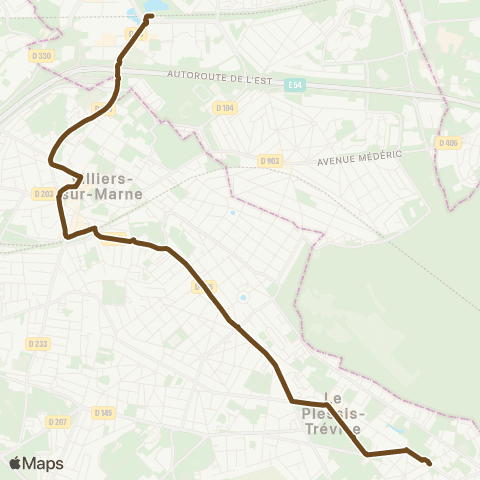 Île-de-France Mobilités Noisy-le-Grand - Mont d'E. RER - Quai 9 <> Pl. de Verdun map