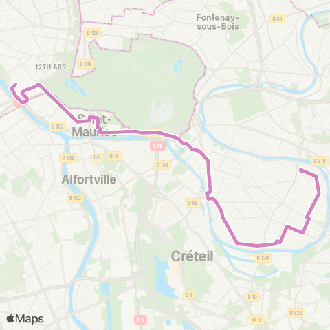 Île-de-France Mobilités Champigny - St-Maur RER <> Terroirs de France map