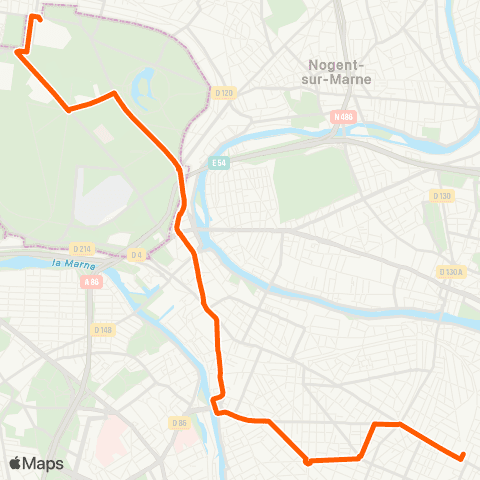 Île-de-France Mobilités La Varenne - Chennevières RER <> Château de Vincennes map