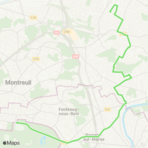 Île-de-France Mobilités Le Raincy-Villemomble-Montfermeil RER <> Château de Vincennes map