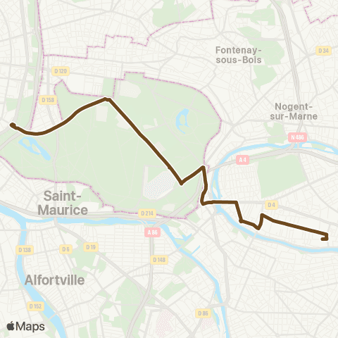 Île-de-France Mobilités Champigny - Diderot - la Plage <> Pte Dorée map